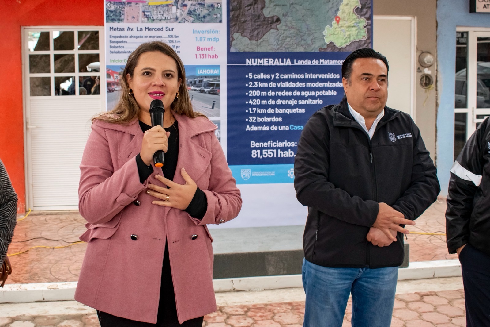 ENTREGA YUNI BENÍTEZ Y LUIS NAVA OBRA EN LA LAGUNITA, LANDA DE MATAMOROS