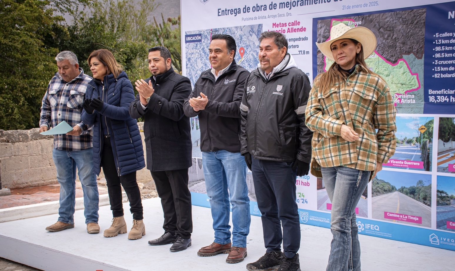 INAUGURA EL PRESIDENTE MUNICIPAL LIC FERNANDO SÁNCHEZ GIL CALLE IGNACIO ALLENDE EN PURÍSIMA DE ARISTA, ARROYO SECO